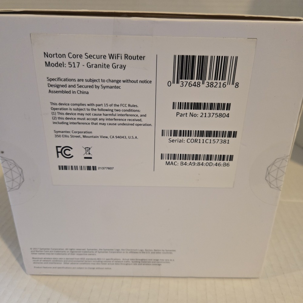 Norton Core 517 Secure High Performance Wi-Fi Router - Granite‎ Gray - Picture 5 of 5